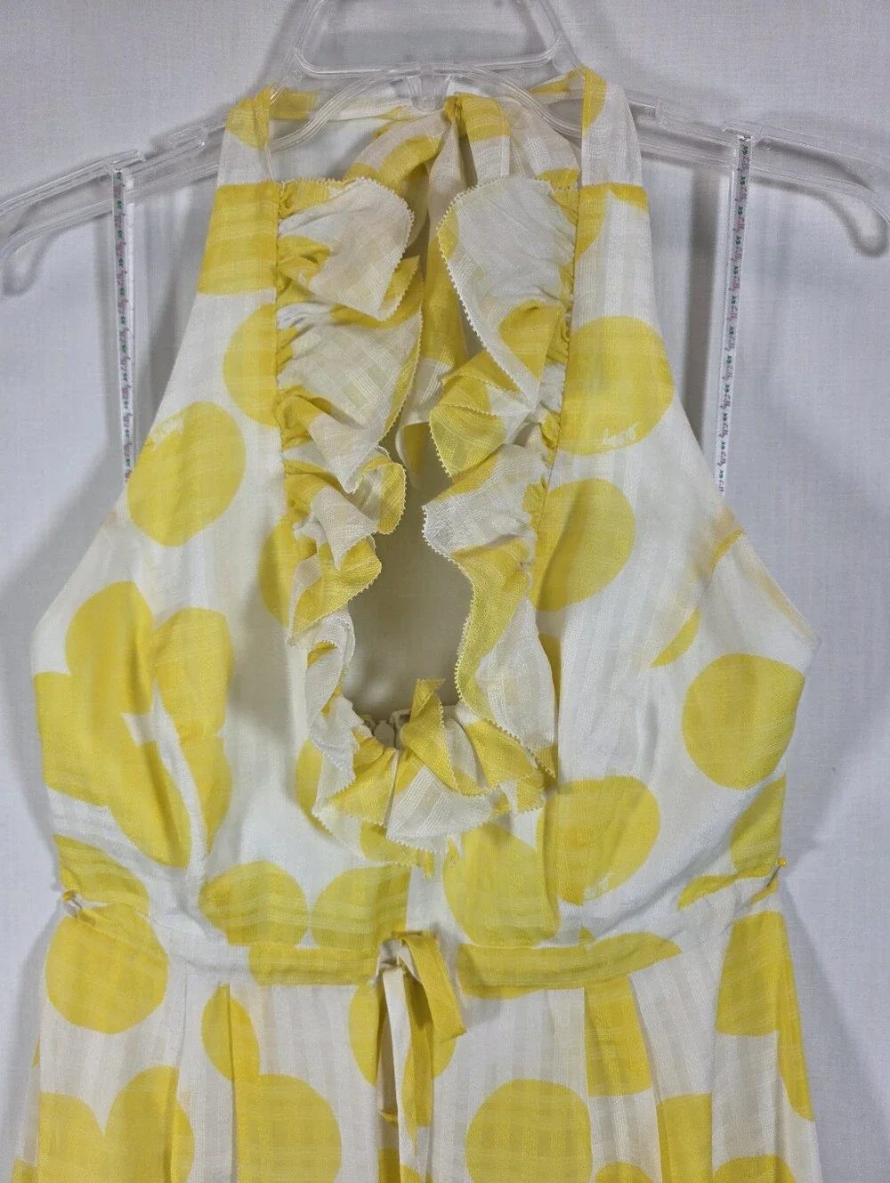 Lilly Pulitzer Silk Cotton Yellow Polka Dot Ruffle Halter Dress Size 4 - Picture 4 of 14